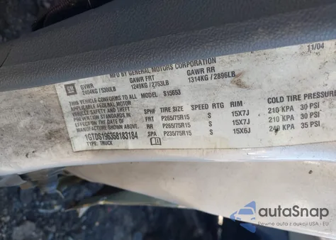 2005 GMC Canyon Sle z USA, uszkodzony, nr VIN 1GTDS196358183184